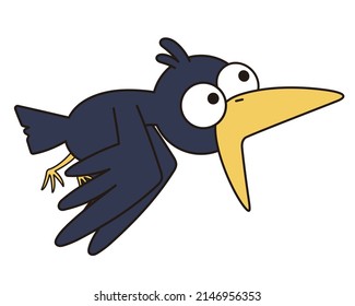 Cute crow illustration. Vector illustration on white background.