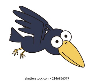 Cute crow illustration. Vector illustration on white background.
