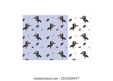 cute crow pattern raven cartoon background