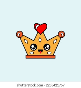 Cute Crown Cartoon. vector illustration