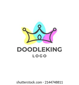 cute crown doodle style vector logo design element