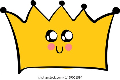 Cute crown with eyes, illustration, vector on white background.