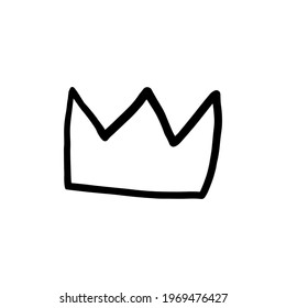 Corona linda. Dibujo manual. Niños de dibujos animados escalan para la ducha de bebé, decoración de dormitorio, fiesta de cumpleaños o textiles de ropa. Aislado sobre fondo blanco. Dibujo de arte en línea del rey o de la corona reina