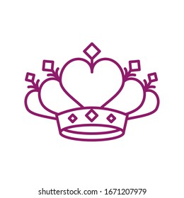 cute crown on white background, line style icon vector illustration design