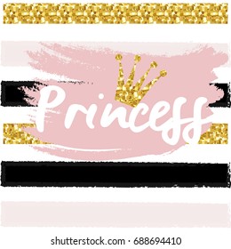 Cute crown and princess saying.