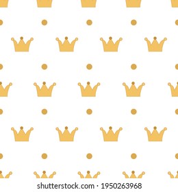 Cute crown seamless pattern vector on isolated white background. For baby and children fabric, cloth, backdrop, wallpaper, wrapping paper. Printable eps 10 file.