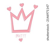 cute crown vector illustration pink