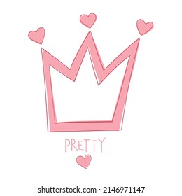 cute crown vector illustration pink