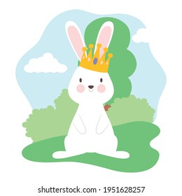 cute crowned rabbit illustration design