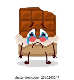 cute cry expression of bite chocolate bar character
