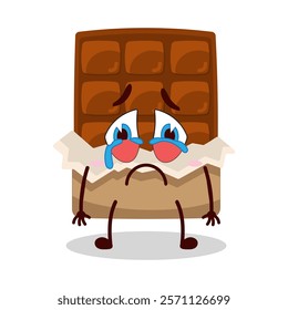 cute cry expression of bite chocolate bar character
