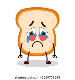 cute cry expression of bread cartoon character
