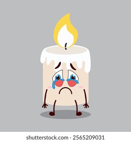 cute cry expression of candle cartoon character
