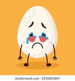 cute cry expression of chicken egg character