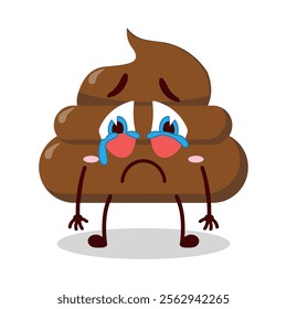 cute cry expression of chicken poop cartoon character
