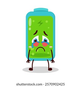 cute cry expression of full battery cartoon character
