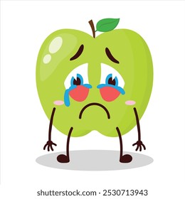 cute cry expression of green apple cartoon character