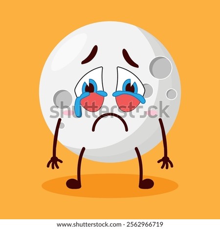cute cry expression of moon cartoon character
