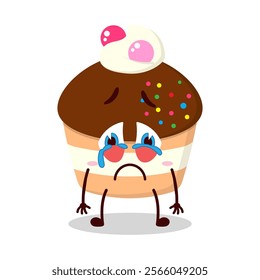cute cry expression of muffin character
