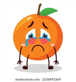 cute cry expression of orange character