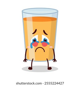 cute cry expression of orange juice cartoon character