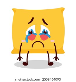 cute cry expression of pillow cartoon character
