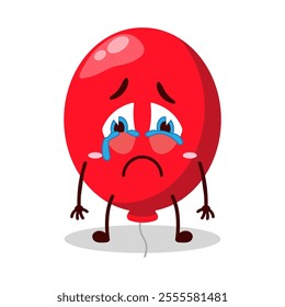 cute cry expression of red balloon cartoon character