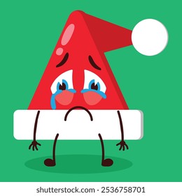 cute cry expression of Santa Clause hat character