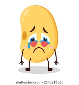 cute cry expression of soy bean character
