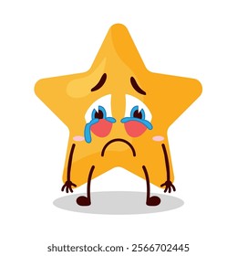 cute cry expression of star cartoon character
