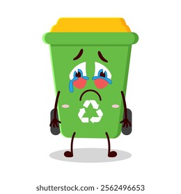 cute cry expression of trash bin cartoon character
