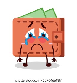 cute cry expression of wallet cartoon character
