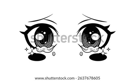 Cute crying anime eyes expression illustration graphic