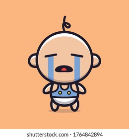 Cute Crying baby characters vector illustration for Logo, posters, icons, greeting cards.