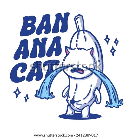 cute crying cat illustration with typography