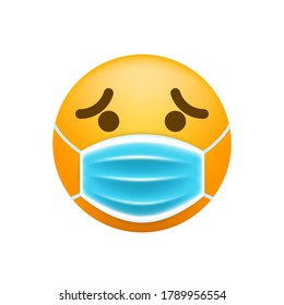 Cara de llanto lindo con máscara facial sobre fondo blanco. Ilustración de vectores aislados