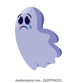Personagem fantasma bonito chorando halloween ilustração Vetor
