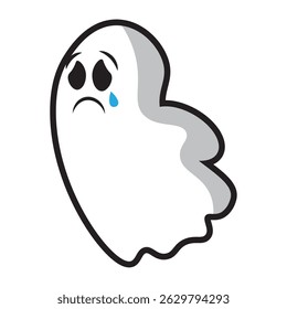 Cute crying halloween ghost character Vector illustration