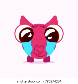 Cute crying monster. Crying monster emotion. Cute monster illustration.  