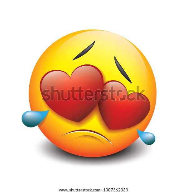 Cute Crying Sad Emoticon Love Emoji Stock Vector (Royalty Free) 1007362333