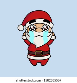 cute crying santa claus merry christmas and happy new year - Vector