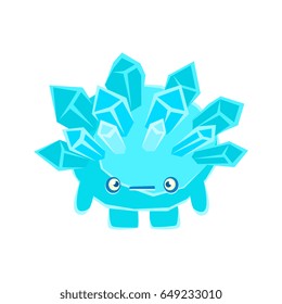 Cute crystal stone with sad face. Cartoon emotions character vector Illustration