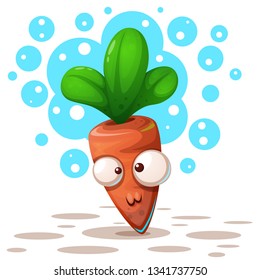 Cute, ctazy carrot - cartoon illustration. Vector eps 10