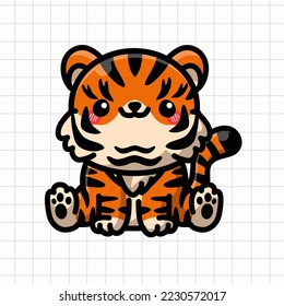 Cute Cub Tiger Vector Illustration