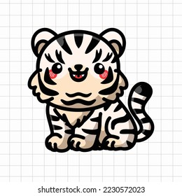 Cute Cub White Tiger Vektorgrafik