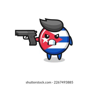 el timbre de la bandera cuba lindo tiro con una pistola, diseño de estilo lindo para camiseta, pegatina, elemento logo