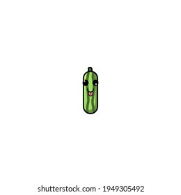 Cute Cucumber Cartoon Character Vector Illustration Design. Outline, Cute, Funny Style. Recomended For Children Book, Cover Book, And Other.