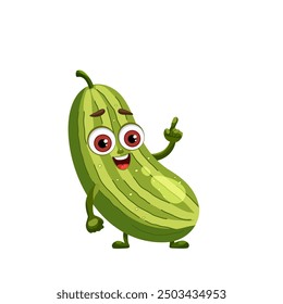 A cute cucumber, cartoon character. Vector illustration, isolated on a white background.