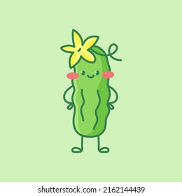 Cute cucumber character. Cartoon vector isolated illustration