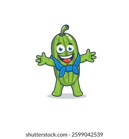 Cute cucumber character mascot illustration